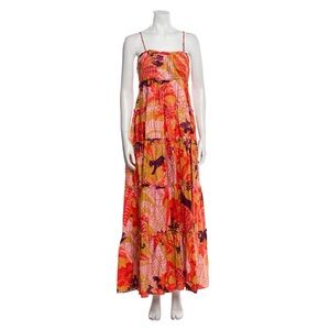Farm Rio Size M Jungle Panther Tiered Maxi Dress